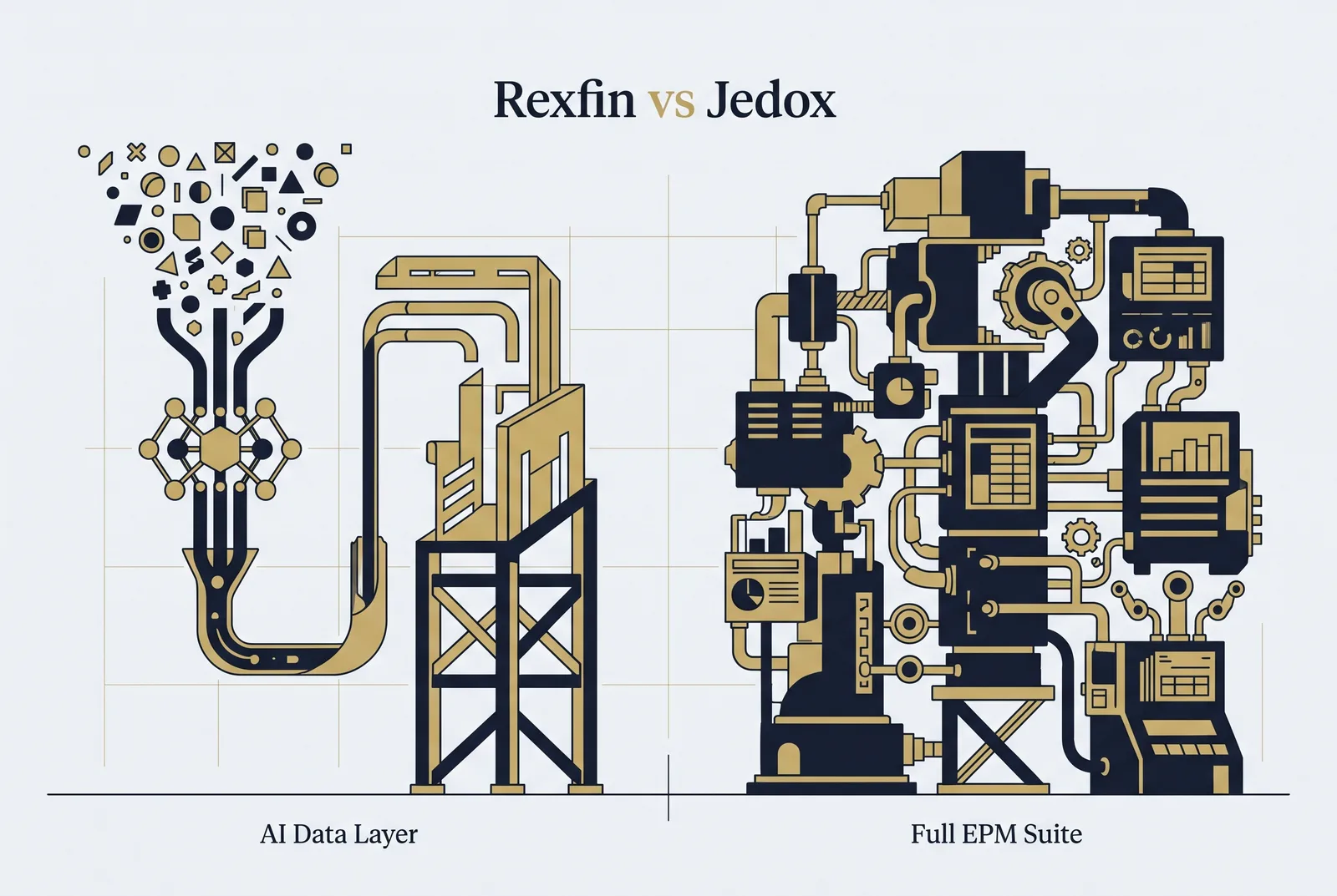 Rexfin vs Jedox compared honestly: Jedox is a governed FP&A and EPM platform, while Rexfin is the reconciled modeling layer that feeds AI exact figures.