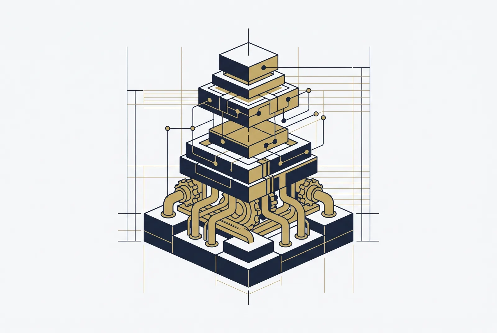 A five-layer control model for AI on financial data: data quality, deterministic calculation, output auditing, access control, and immutable logging.