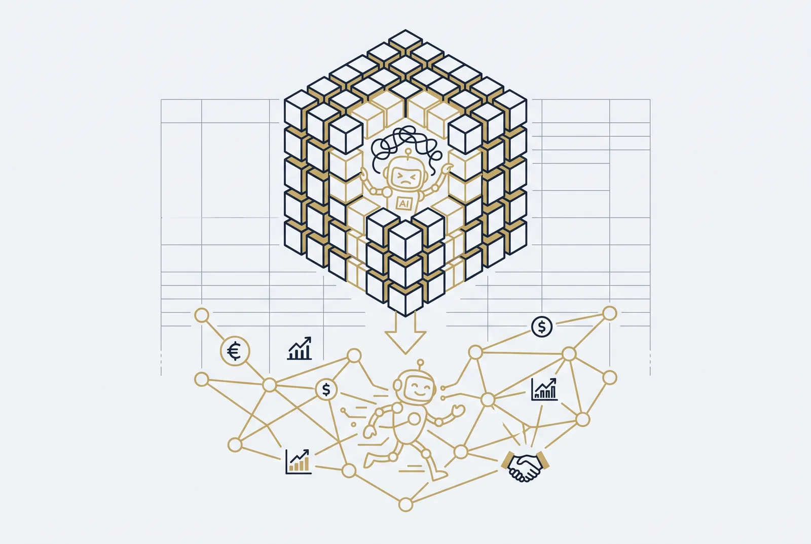 Cubes are fast at slice-and-dice, but they store pre-aggregated numbers with no path back to the ledger. AI querying a cube can't trace a figure.